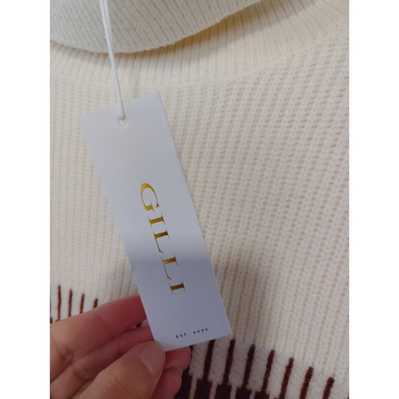 Gilli women's chunky knit sweater mock neck southwestern Colorblock 1x - Picture 4 of 7